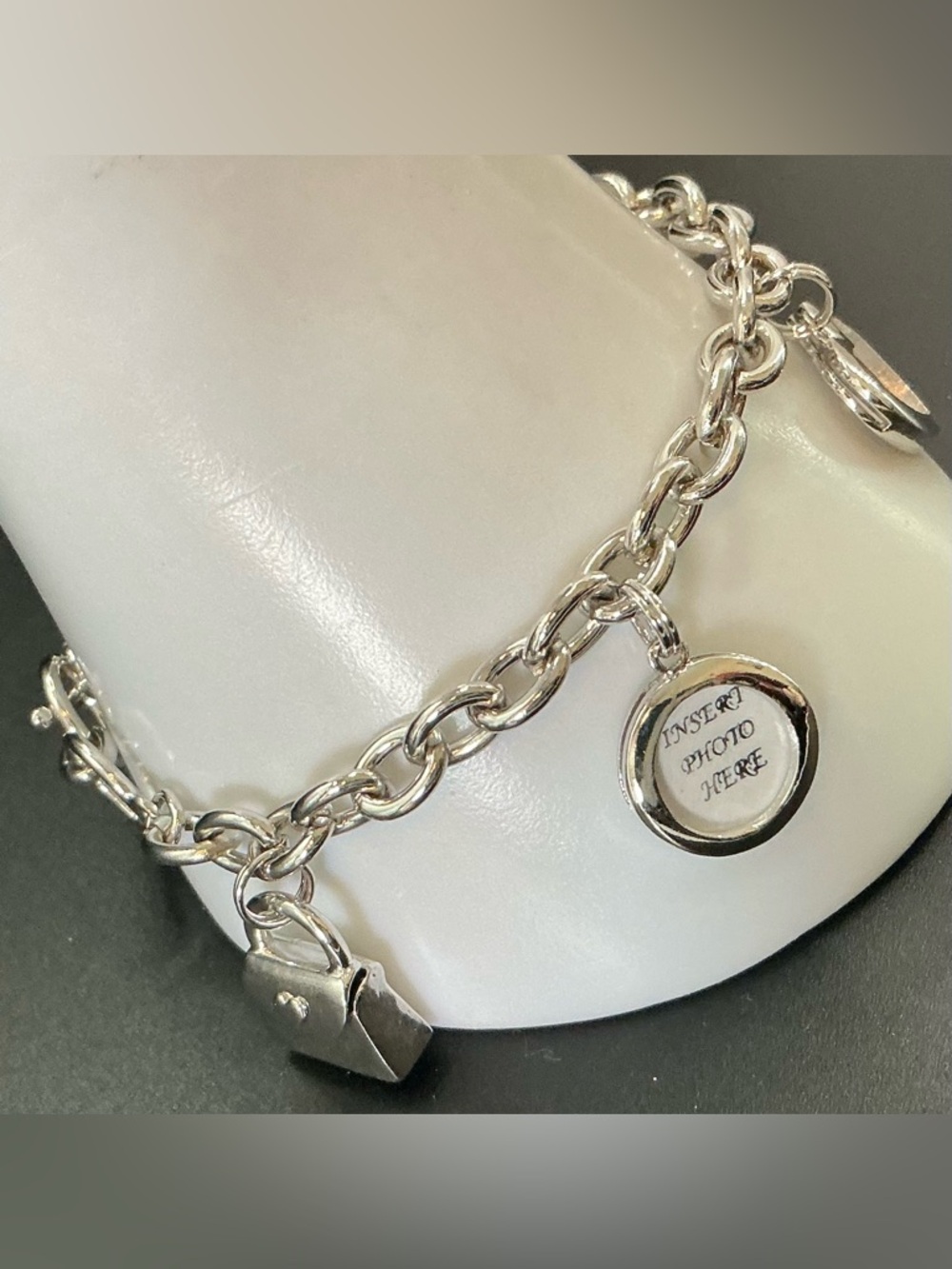 Cookie Lee Silver Tone Charm Link Bracelet